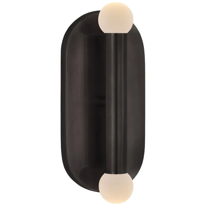 Kelly Wearstler Rousseau Medium Vanity Sconce in Bronze with Etched Crystal Orb Wall Light W4.25" x H10.25"