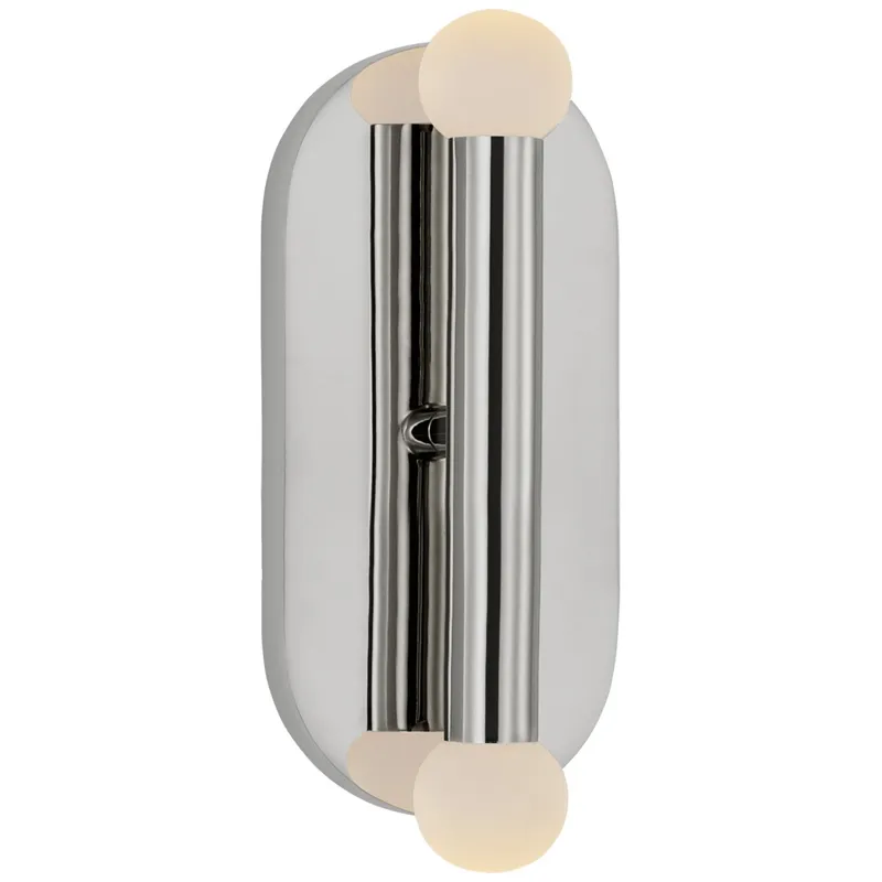 Kelly Wearstler Rousseau Medium Vanity Sconce in Polished Nickel with Etched Crystal Orb Wall Light W4.25" x H10.25"