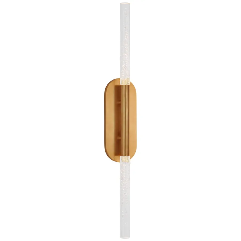 Kelly Wearstler Rousseau Large Vanity Sconce in Antique-Burnished Brass with Seeded Glass Wall Light W4.25" x H30"