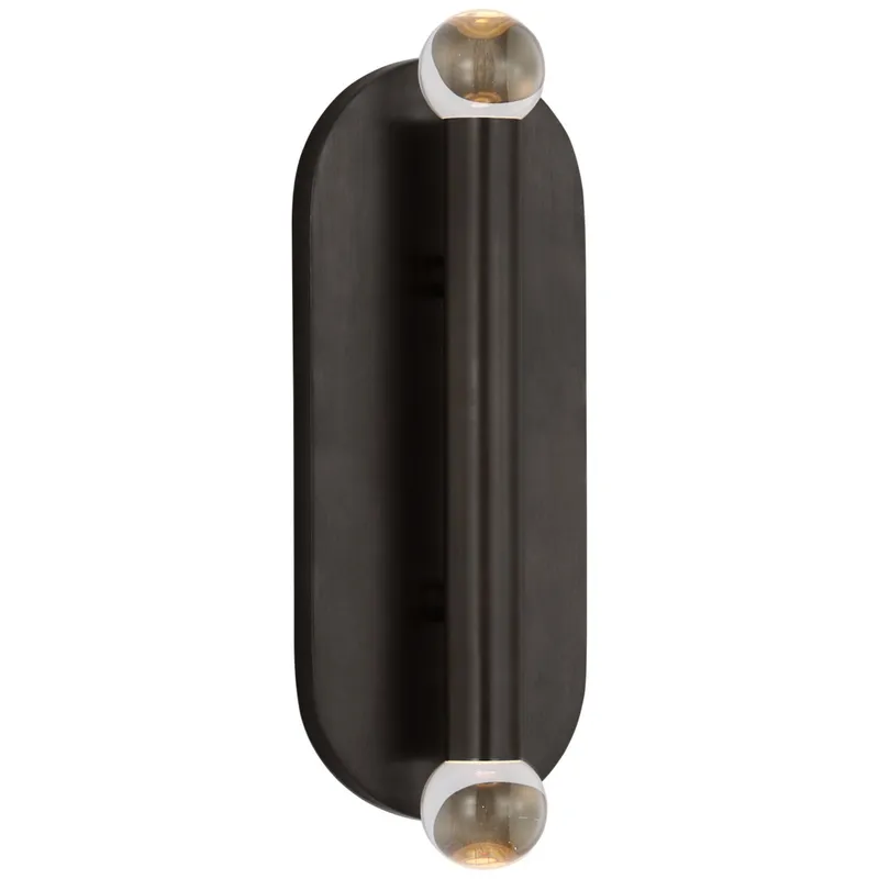 Kelly Wearstler Rousseau Large Vanity Sconce in Bronze with Clear Glass Orb Wall Light W4.25" x H12.25"