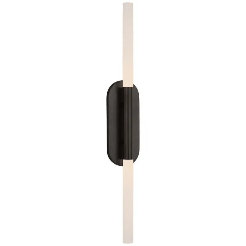 Kelly Wearstler Rousseau Large Vanity Sconce in Bronze with Etched Crystal Wall Light W4.25" x H30"