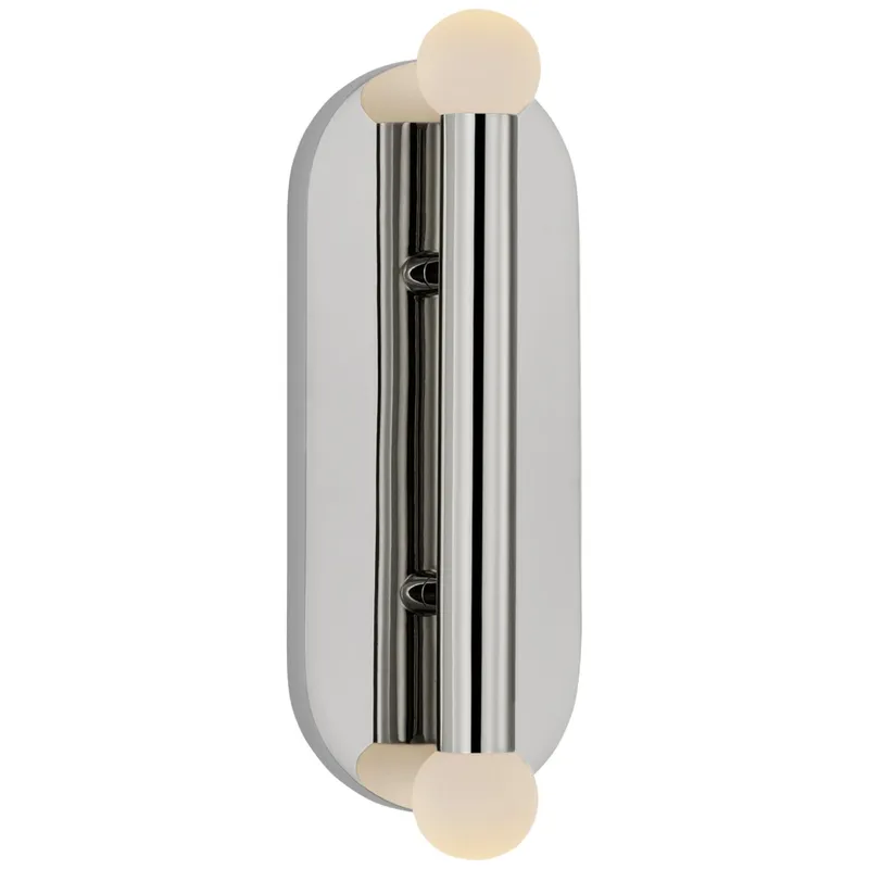 Kelly Wearstler Rousseau Large Vanity Sconce in Polished Nickel with Etched Crystal Orb Wall Light W4.25" x H12.25"