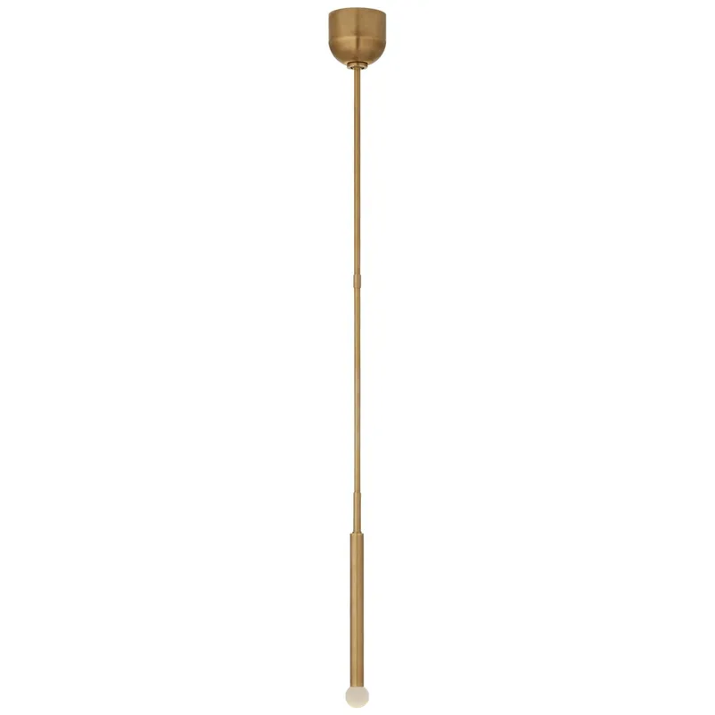 Kelly Wearstler Rousseau Single Pendant in Antique-Burnished Brass with Etched Crystal Orb Ceiling Light W1.75"