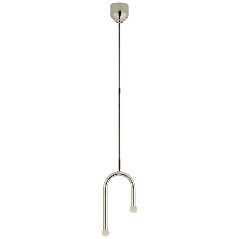 Kelly Wearstler Rousseau Small Asymmetric Pendant in Polished Nickel with Etched Crystal Orb Ceiling Light W8.75"