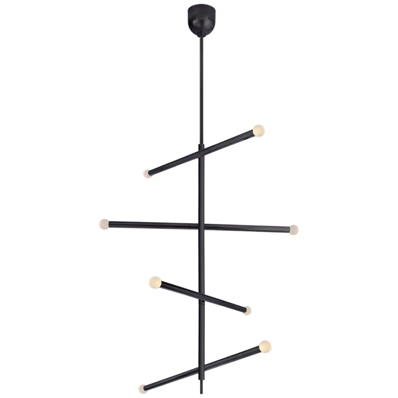 Kelly Wearstler Rousseau Large Articulating Chandelier in Bronze with Etched Crystal Orb Ceiling Light W3" - 36.25"