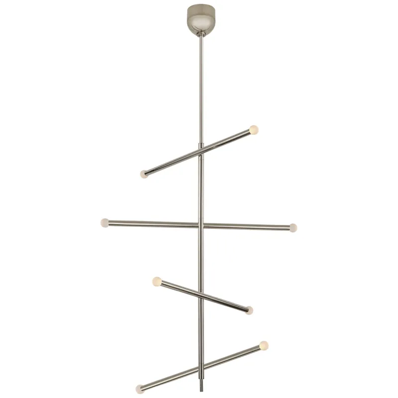 Kelly Wearstler Rousseau Large Articulating Chandelier in Polished Nickel with Etched Crystal Orb Ceiling Light W3" - 36.25"
