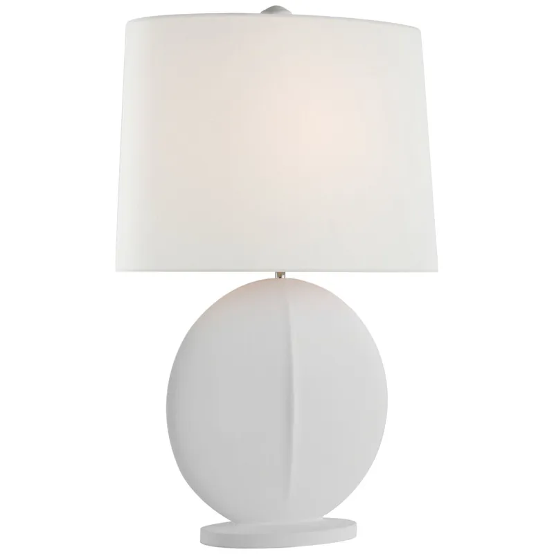 AERIN Mariza Medium Table Lamp in White with Linen Shade W16.5" x H25.25"