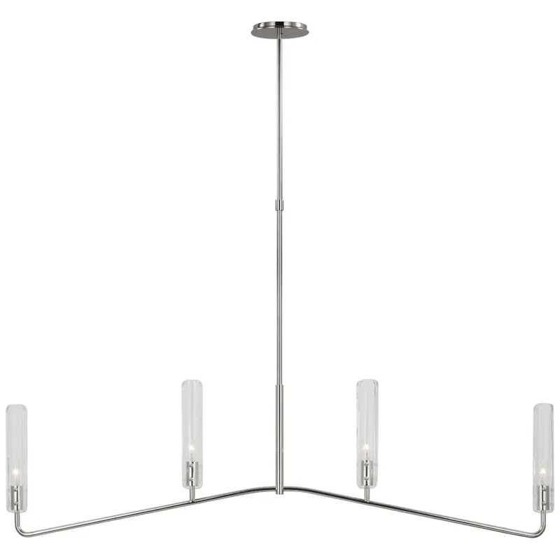 AERIN Casoria Large Linear Chandelier in Polished Nickel with Clear Glass Ceiling Light W50"