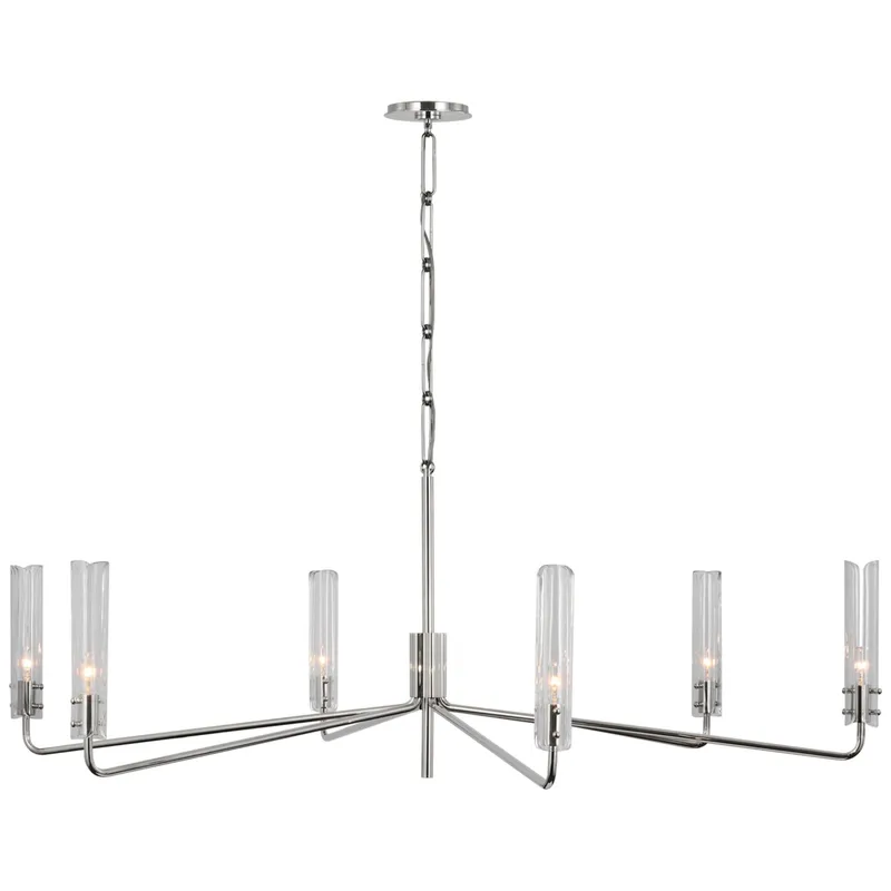 AERIN Casoria Grande Chandelier in Polished Nickel with Clear Glass Ceiling Light W56.5" x H20"