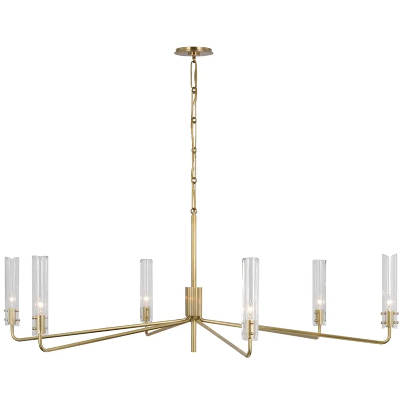 AERIN Casoria Grande Chandelier in Hand-Rubbed Antique Brass with Clear Glass Ceiling Light W56.5" x H20"