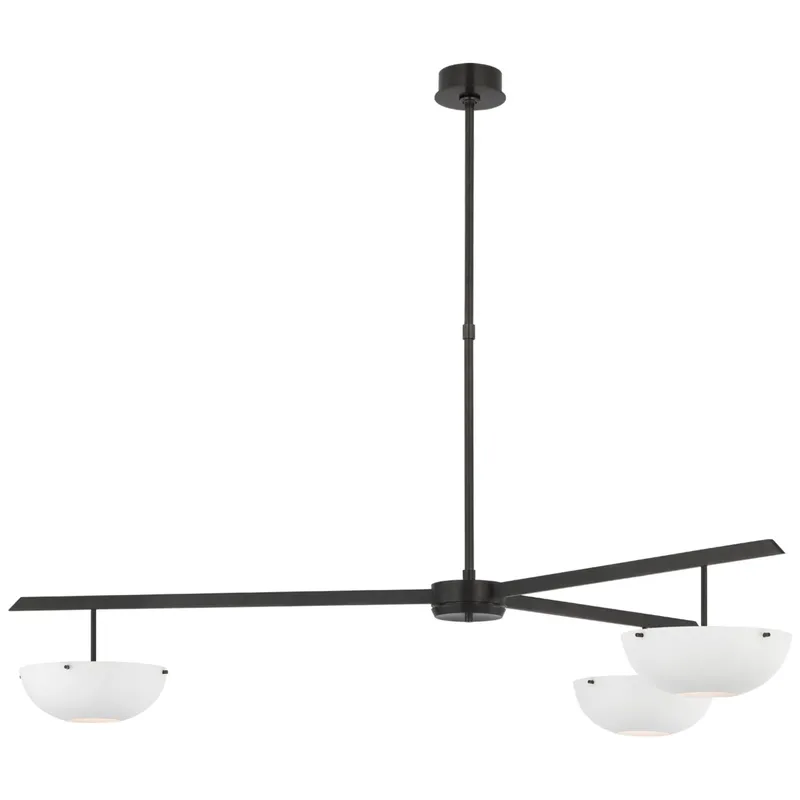AERIN Valencia Extra Large Three Light Chandelier in Bronze with Matte White Ceiling Light W54"