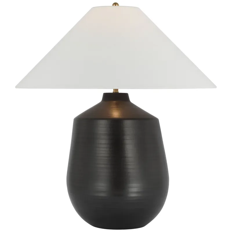Amber Lewis Lillis Large Table Lamp in Matte Black with Linen Shade W24" x H27.25"