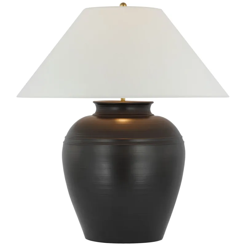 Amber Lewis Prado Medium Table Lamp in Matte Black with Linen Shade W24.5" x H26.5"