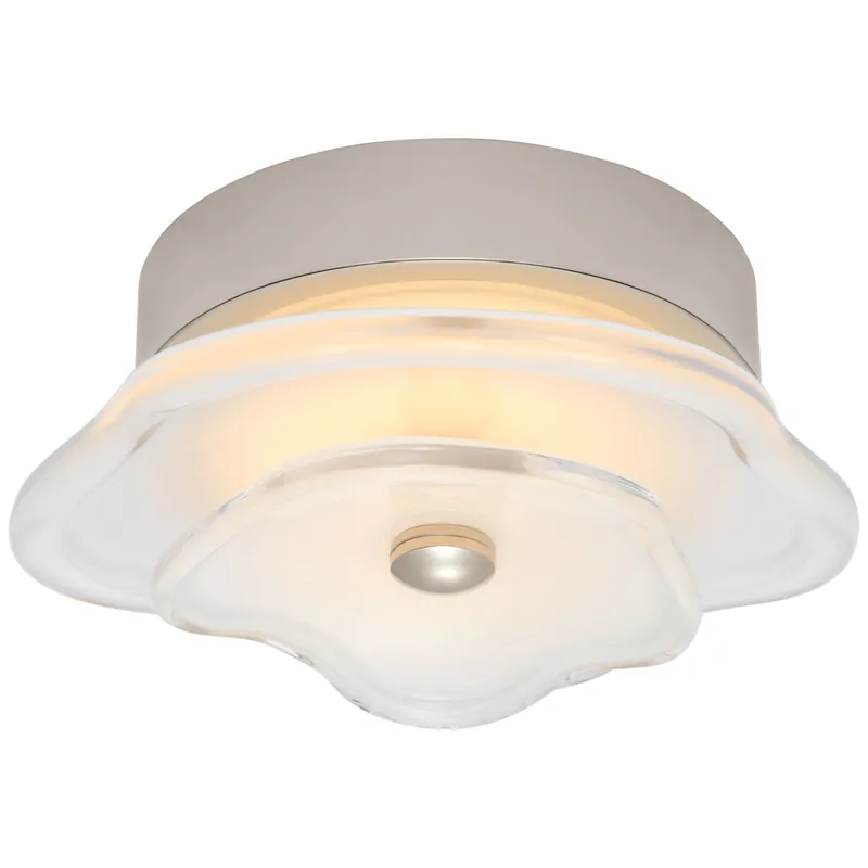 kate spade new york Leighton 6" Layered Flush Mount in Polished Nickel with Cream Tinted Glass Ceiling Light W6" x H2.5"