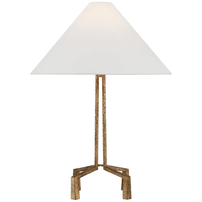 Marie Flanigan Clifford Medium Table Lamp in Gilded Iron with Linen Shade W20.75" x H27.75"