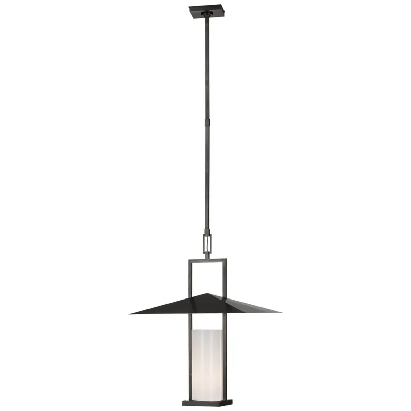 Ray Booth Amity 18" Lantern in Bronze and Brass with White Glass Ceiling Light W18"