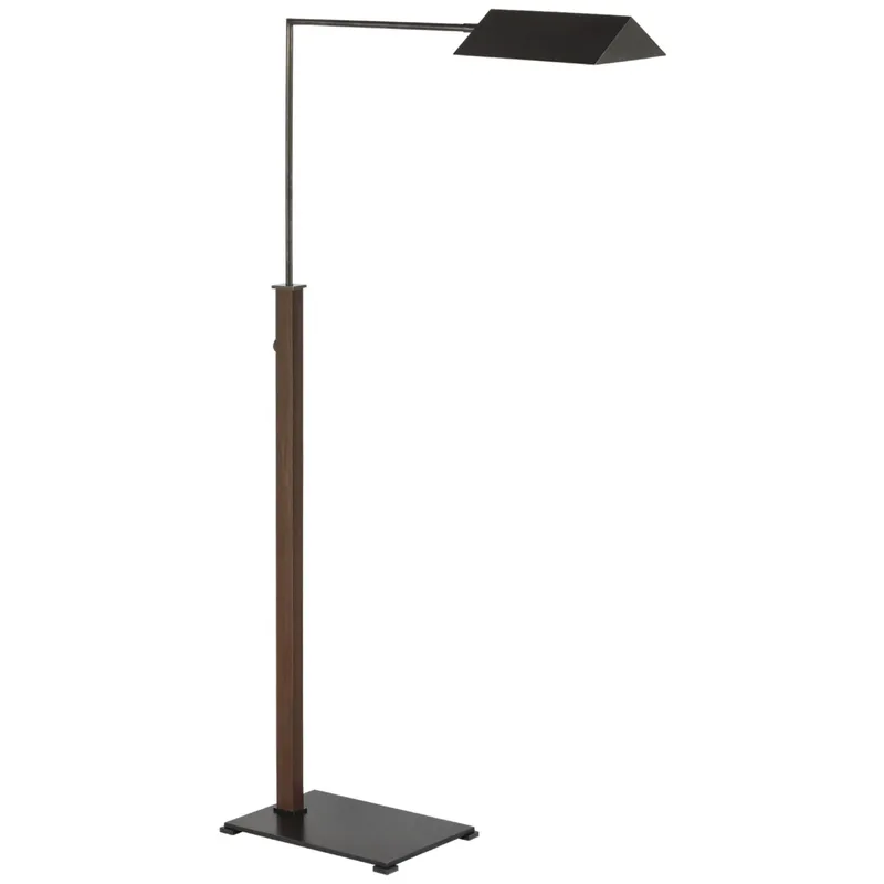 Ray Booth Copse Medium Pharmacy Floor Lamp in Bronze and Dark Walnut W10.75" x H43" - 60"