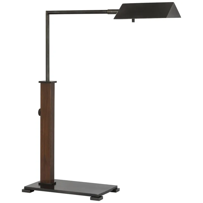Ray Booth Copse Medium Pharmacy Desk Lamp in Bronze and Dark Walnut Table Lamp W6.75" x H22" - 27"