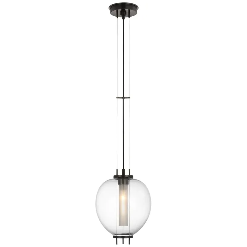 Ray Booth Taro 9" Pendant in Bronze with Clear Glass Ceiling Light W9"