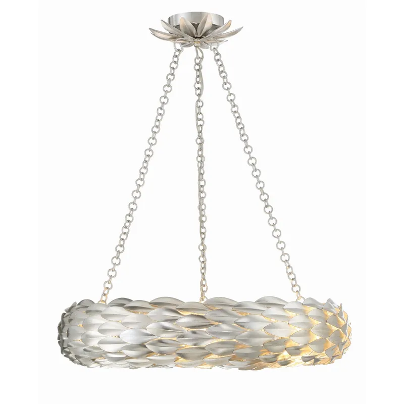 Broche 24'' Antique Silver Chandelier Silver 24"W x 5"H x 24"D