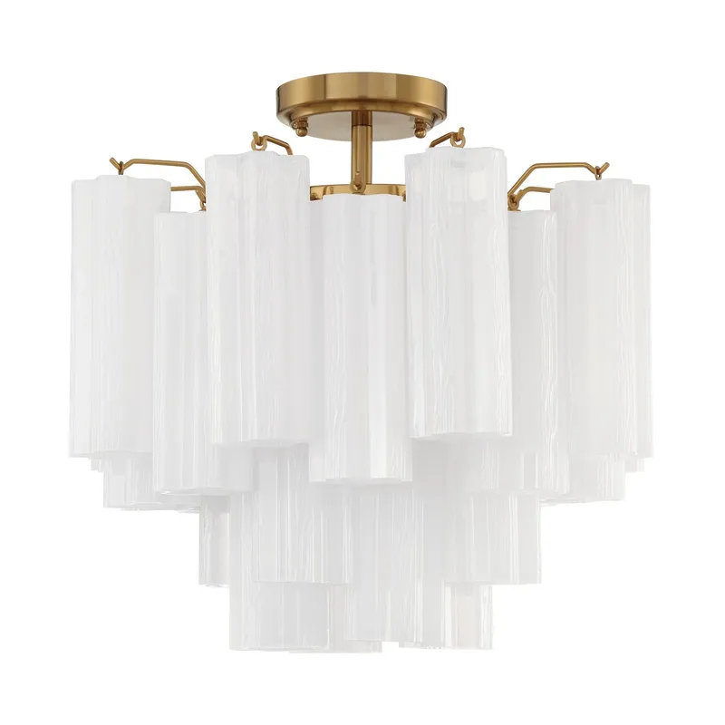 Addis 17.75'' Aged Brass Semi Flush Mount White 17.75"W x 16"H x 17.75"D