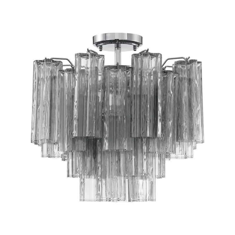 Addis 17.75'' Polished Chrome Semi Flush Mount Gray 17.75"W x 16"H x 17.75"D