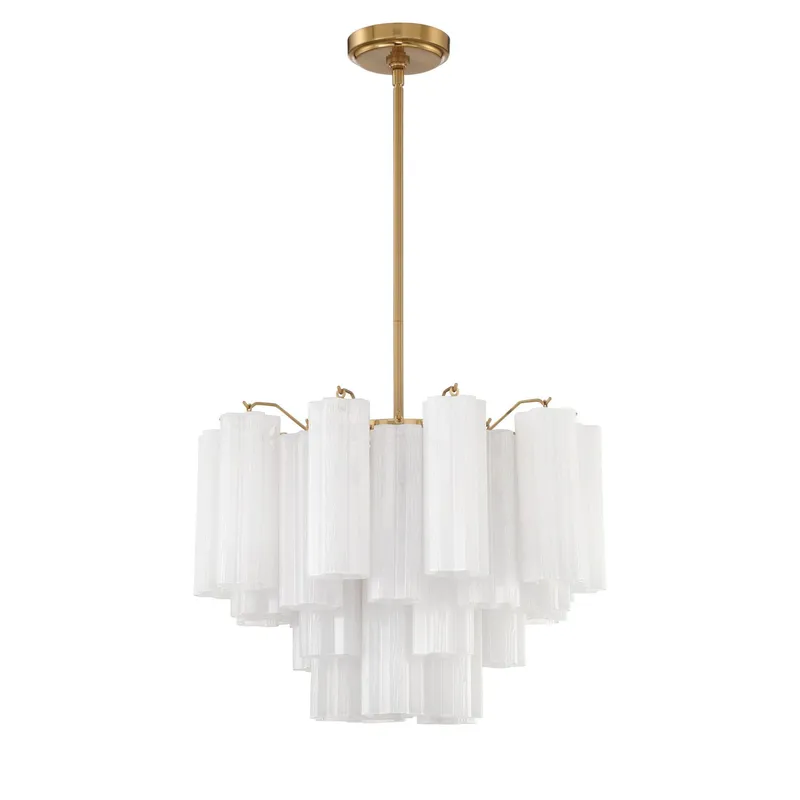 Addis 19.75'' Aged Brass Chandelier White 19.75"W x 14"H x 19.75"D