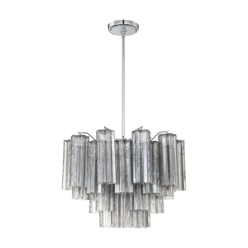 Addis 19.75'' Polished Chrome Chandelier Gray 19.75"W x 14"H x 19.75"D