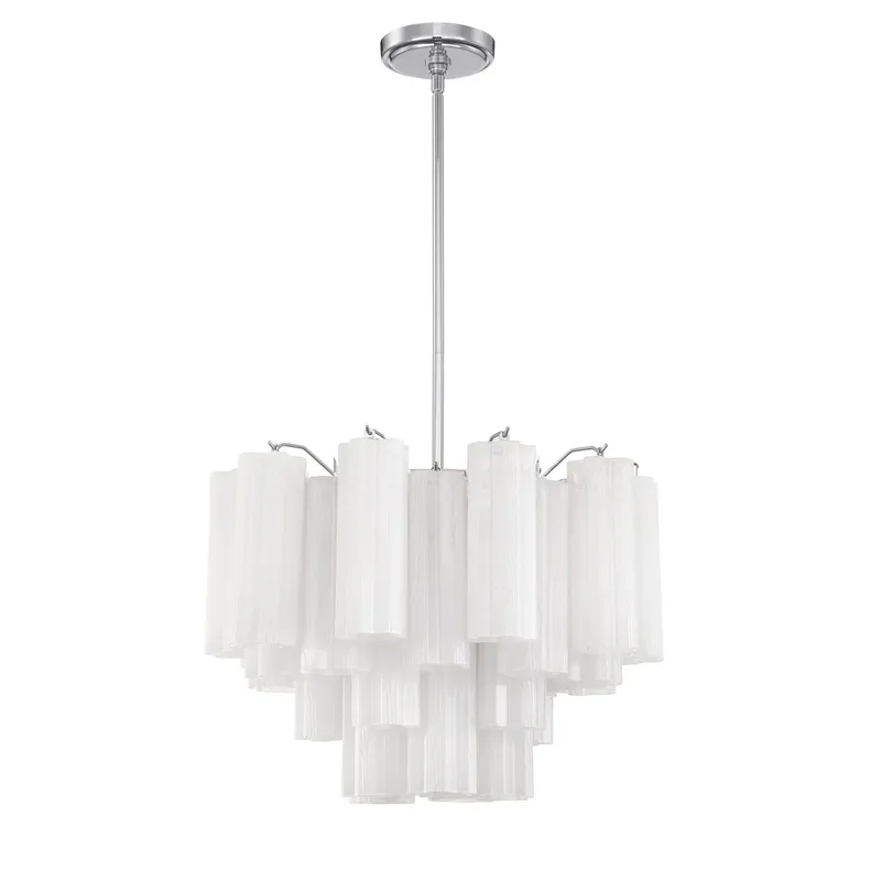 Addis 19.75'' Polished Chrome Chandelier White 19.75"W x 14"H x 19.75"D