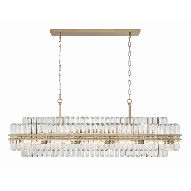 Hayes 50'' Aged Brass Linear Chandelier Gold 50"W x 18"H x 11"D