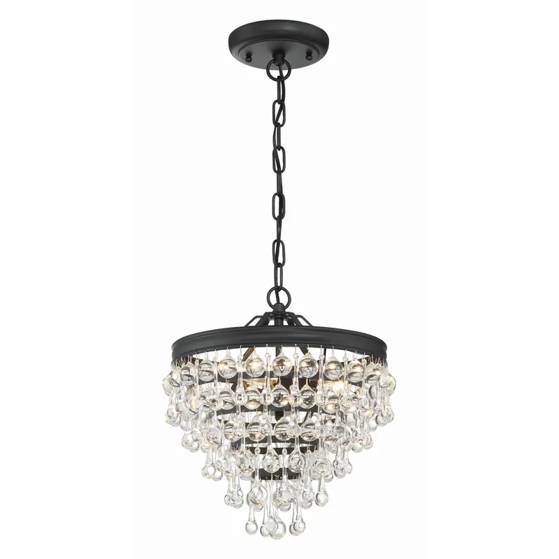 Calypso 13'' Crystal Teardrop Matte Black Chandelier Black 13"W x 14.5"H x 13"D