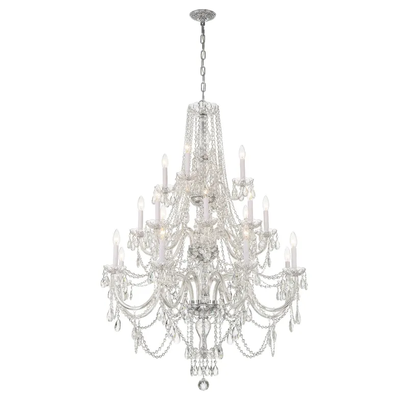 Traditional Crystal 38'' Hand Cut Crystal Polished Chrome Chandelier Silver 38"W x 52.5"H x 38"D