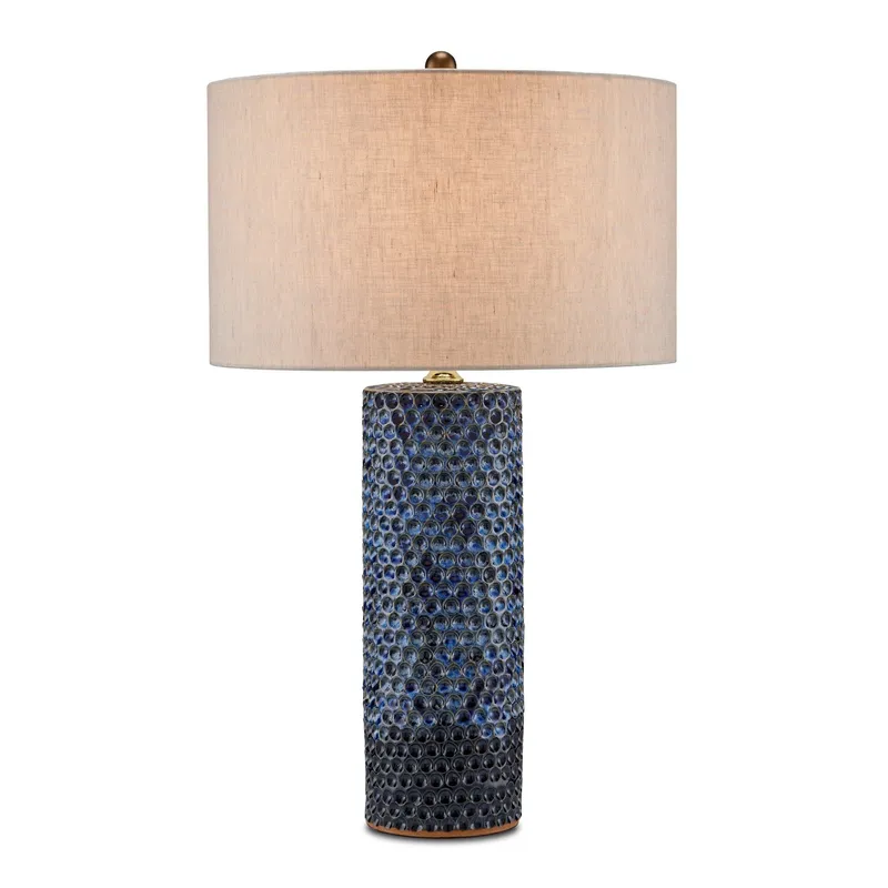 Polka Dot Blue Table Lamp - Reactive Blue/Polished Brass