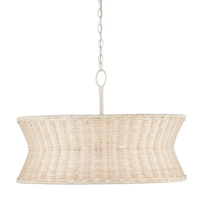 Phebe Small Rattan Chandelier - Bleached Natural/Vanilla