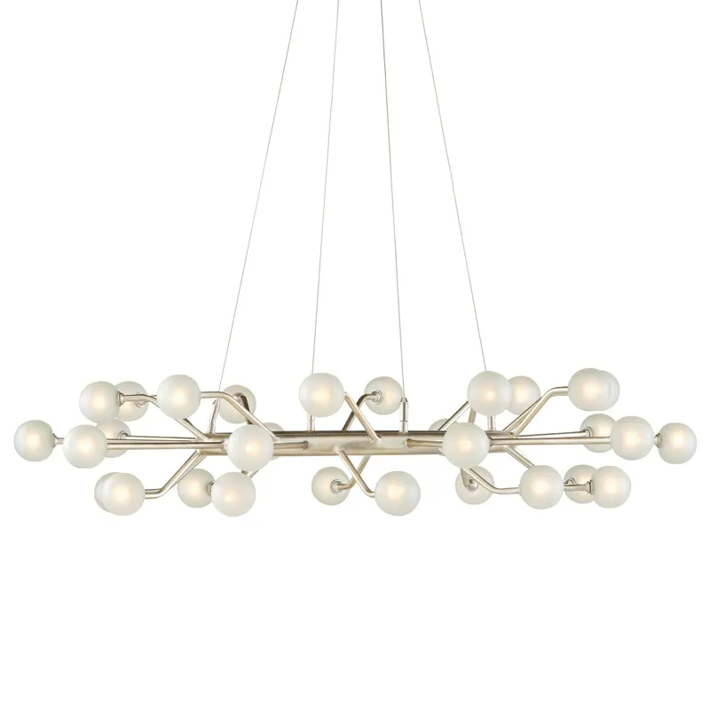 Chaldea Silver Chandelier - Contemporary Silver Leaf/Frosted