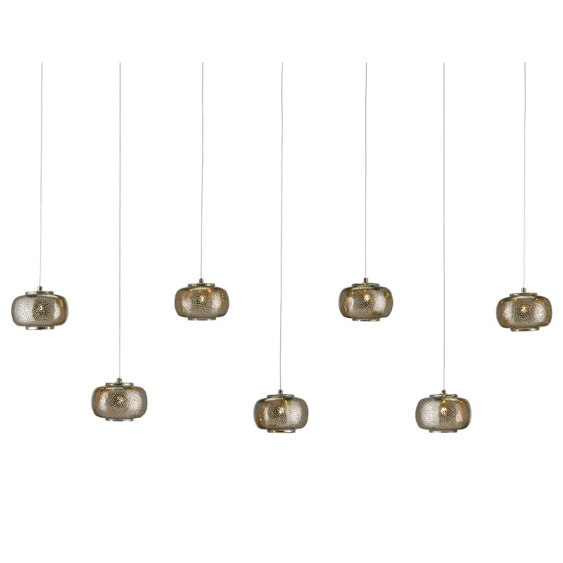Pepper 7-Light Rectangular Multi-Drop Pendant - Nickel/Silver