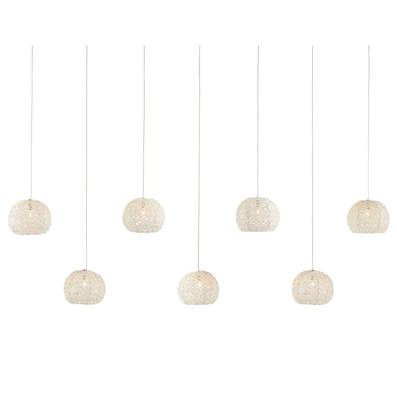 Piero White 7-Light Rectangular Multi-Drop Pendant - Sugar White/Silver