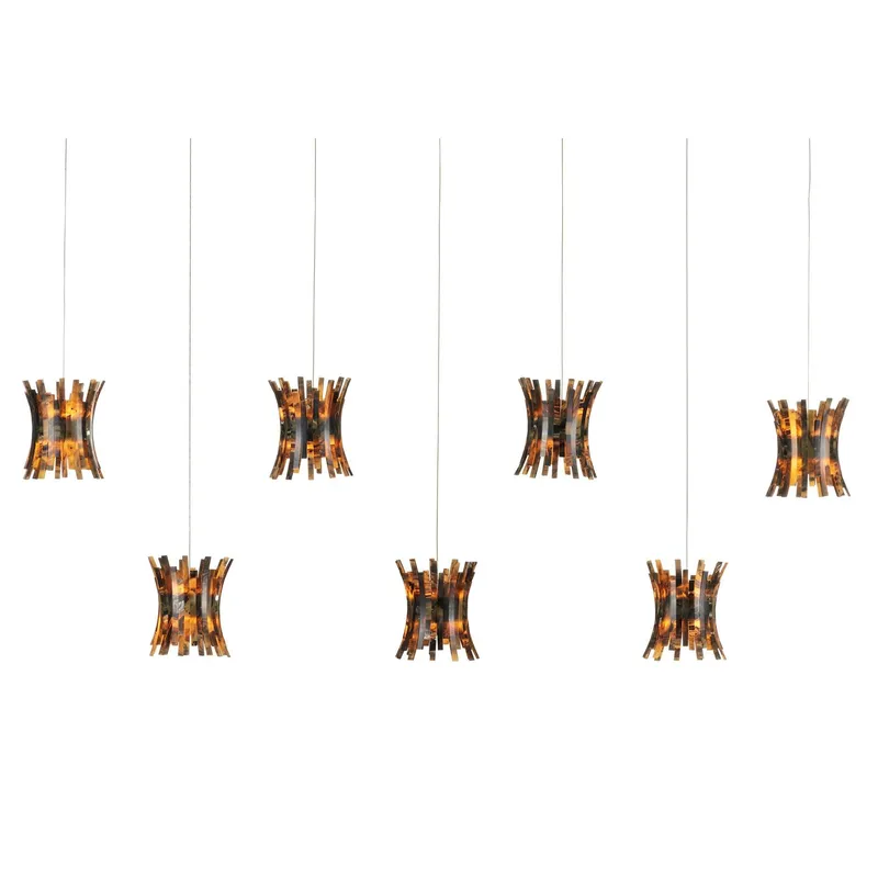 Alsop 7-Light Rectangular Multi-Drop Pendant - Brown/Black/Silver