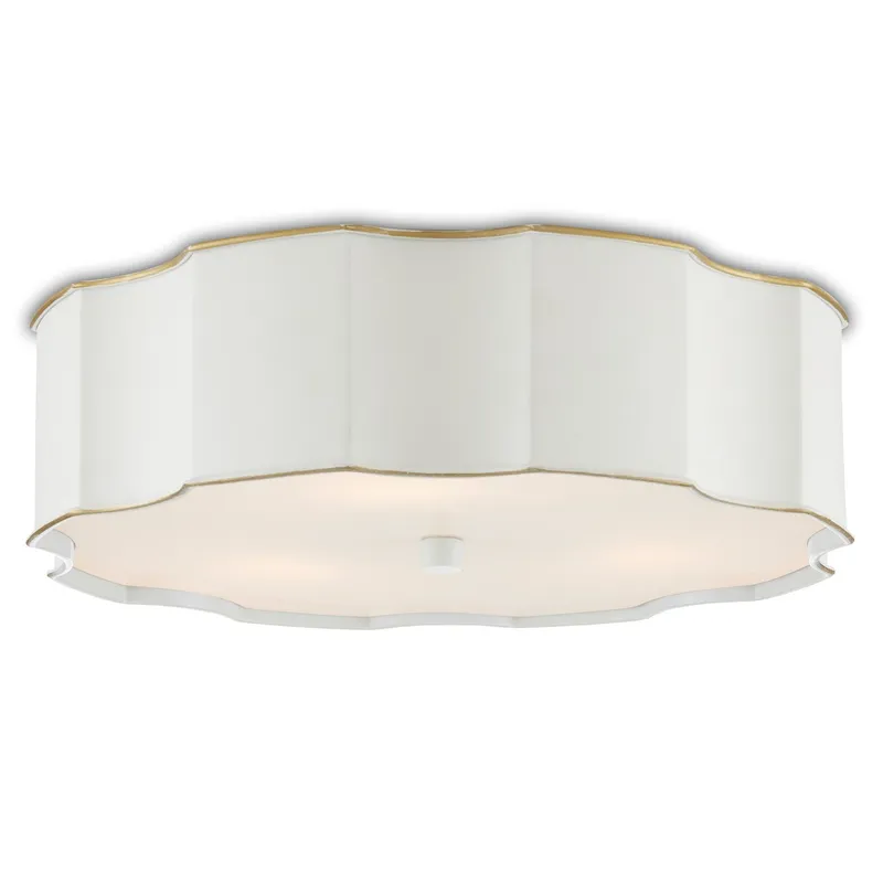 Wexford White Flush Mount - Snow White/Gold Highlights