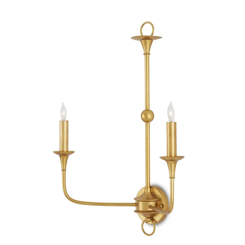 Nottaway Gold Double-Light Wall Sconce - Contemporary Gold Leaf
