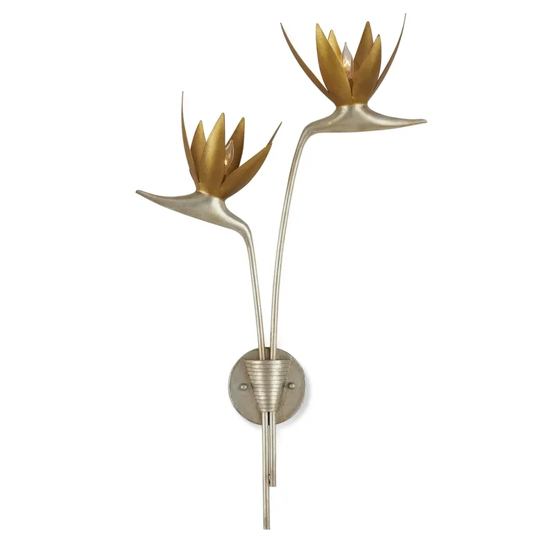 Paradiso Gold & Silver Wall Sconce, Right - Contemporary Silver Leaf/Contemporary Gold Leaf/Gold