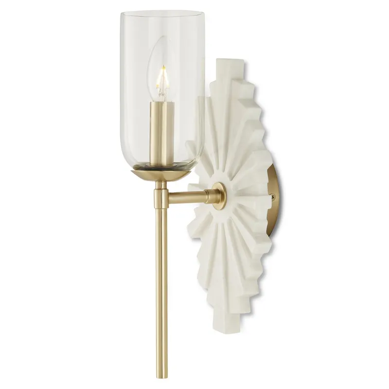Benthos White Wall Sconce - White/Brass/Clear