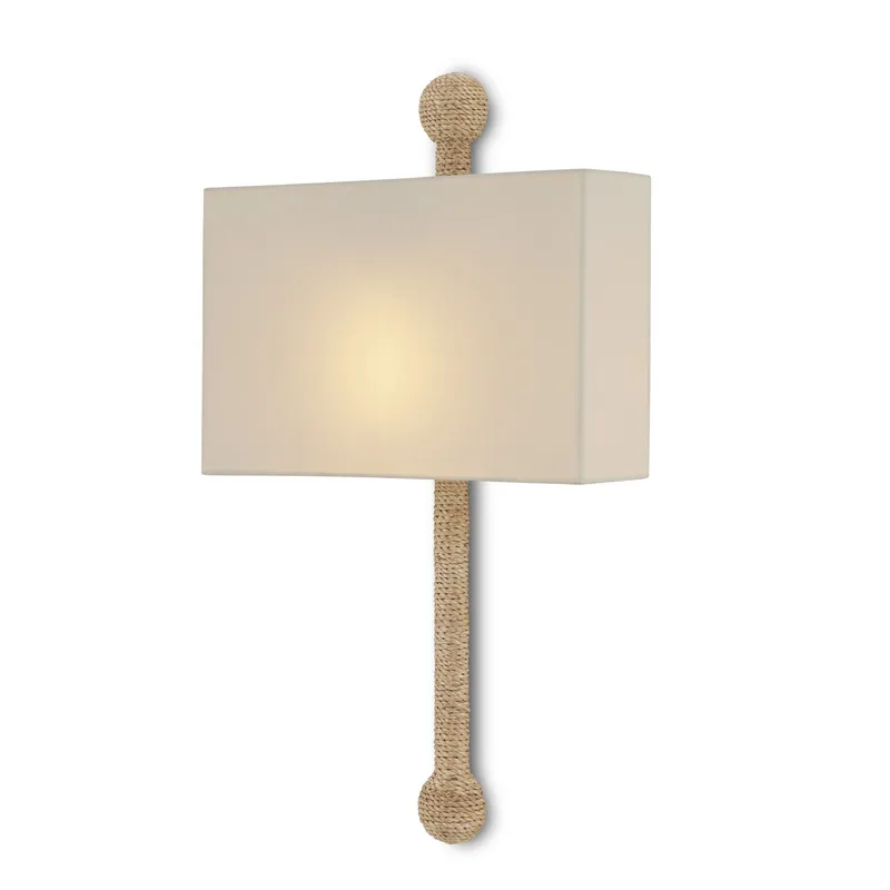Senegal Wall Sconce, White Shade - Natural
