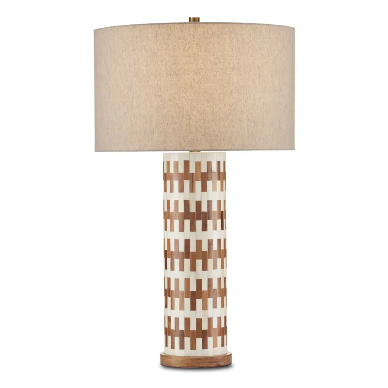 Tia Table Lamp - White/Natural/Antique Brass