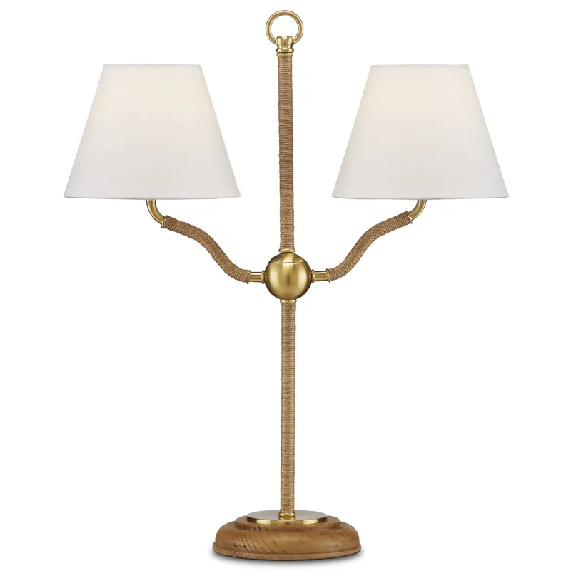 Sirocco Desk Lamp - Natural/Antique Brass
