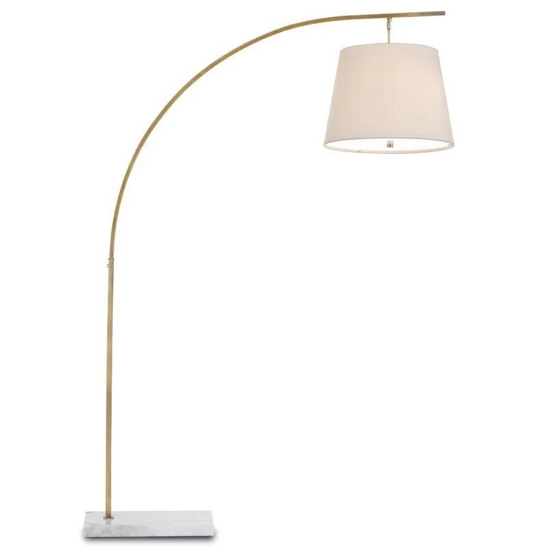 Cloister Medium Brass Floor Lamp - Antique Brass/White