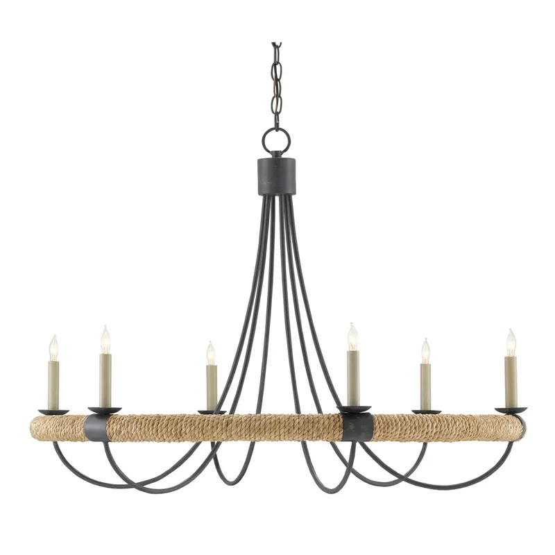 Shipwright Chandelier - French Black/Smokewood/Natural Abaca Rope