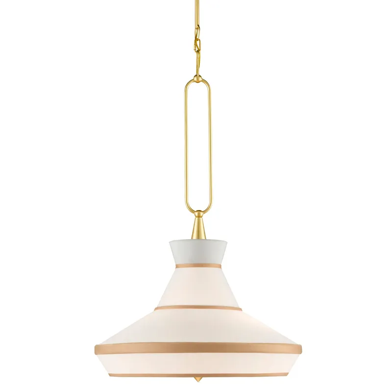 Perth Gold & White Pendant - Gold Leaf/White