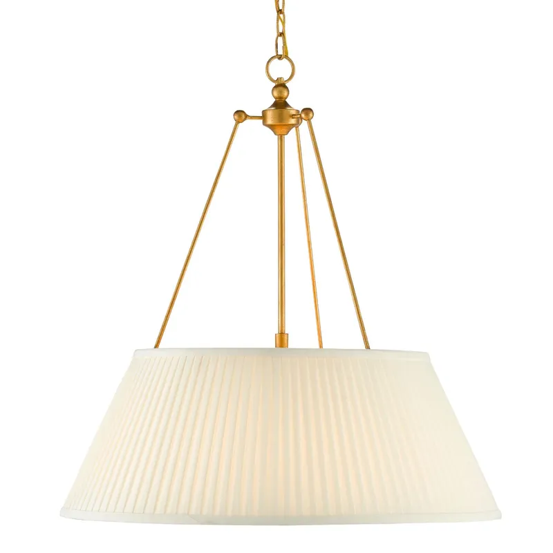 Lytham Gold Pendant - Antique Gold Leaf/White
