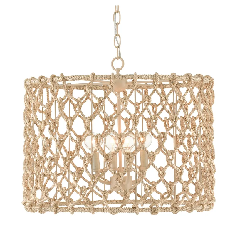 Chesapeake Rope Drum Chandelier - Beige/Smokewood/Natural Rope